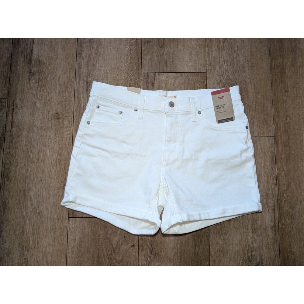 NWT Levi's Women's Mid Length Jean Shorts White Size 31